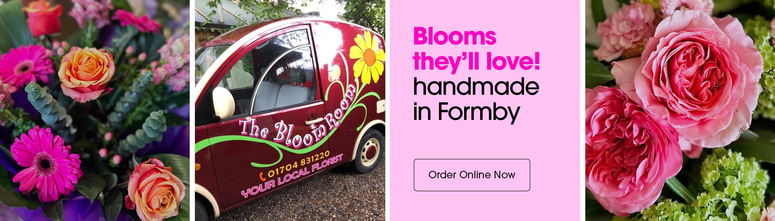 Seasonal bouquets from The Bloom Room in Formby offering same-day delivery
